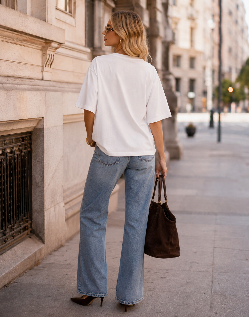 Embellished Oversized Tee - White