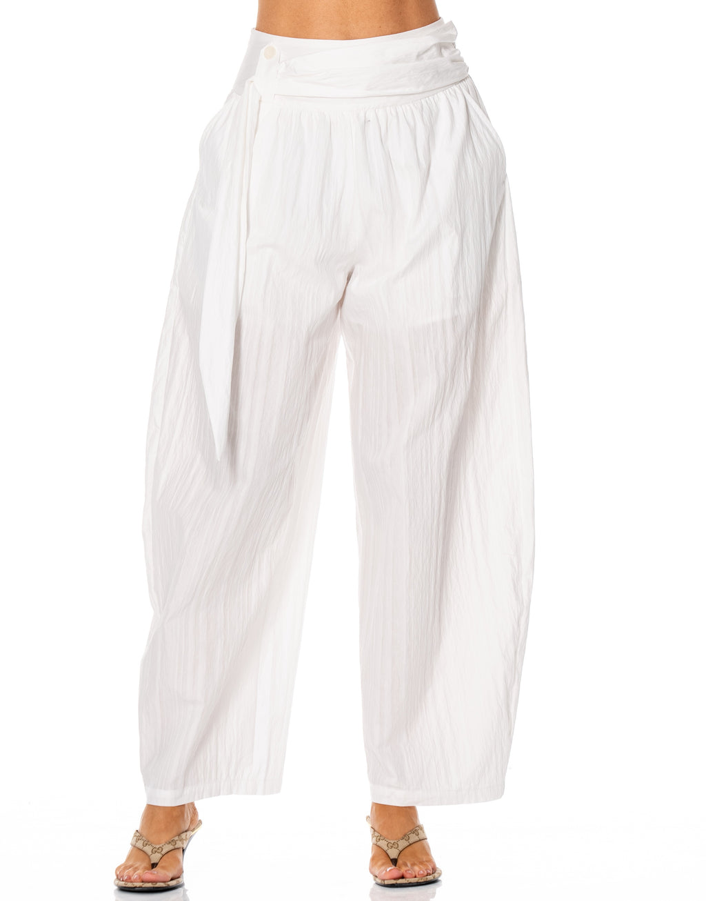 Wide-Leg Balloon Pant - White