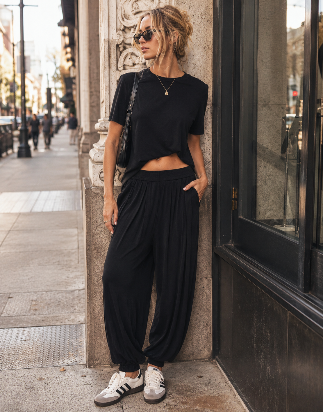 Loungewear Top And Pant Set - Black