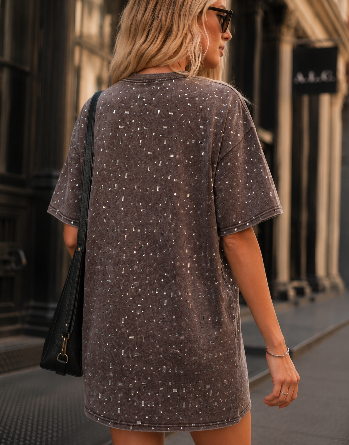 Pink Mini T-Shirt Dress - Brown
