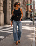 Peplum Tank Top - Black