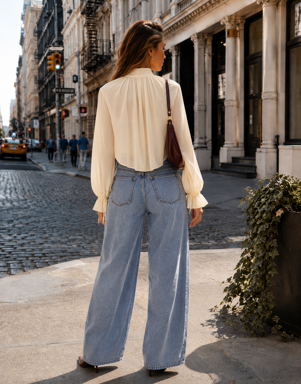 Sheer Sleeve Ruffle Top - Yellow