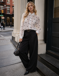 Sheer Floral Button-Down - White
