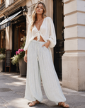 Pleated Wide-Leg Pant - Green