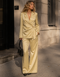 Satin Blazer and Trouser Set - Green