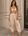 Satin Halter Drape Two-Piece - Apricot