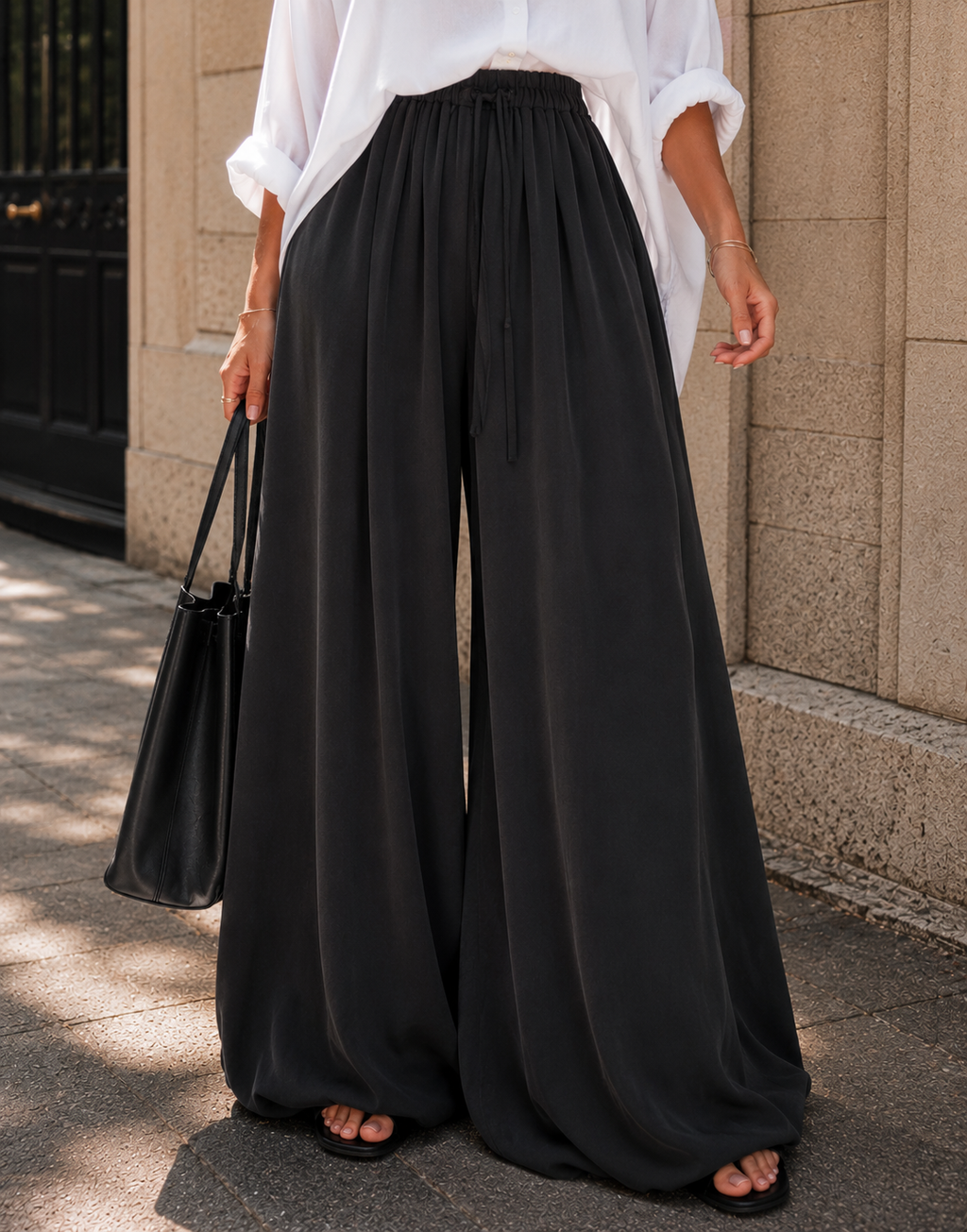 Flowy Wide-Leg Pant - Black