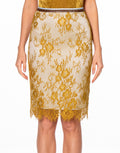 Lace Pencil Midi Skirt - Yellow