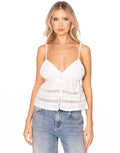 Embroidered Eyelet Babydoll Cami Top - White