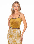 Velvet Cutout Cami Bodysuit - Yellow