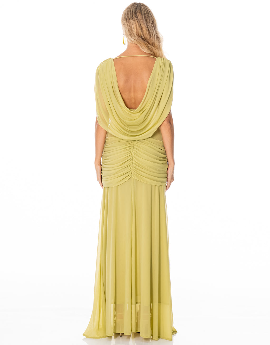 Draped Grecian Maxi Dress - Green