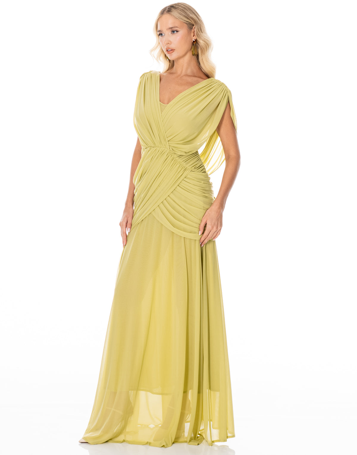 Draped Grecian Maxi Dress - Green
