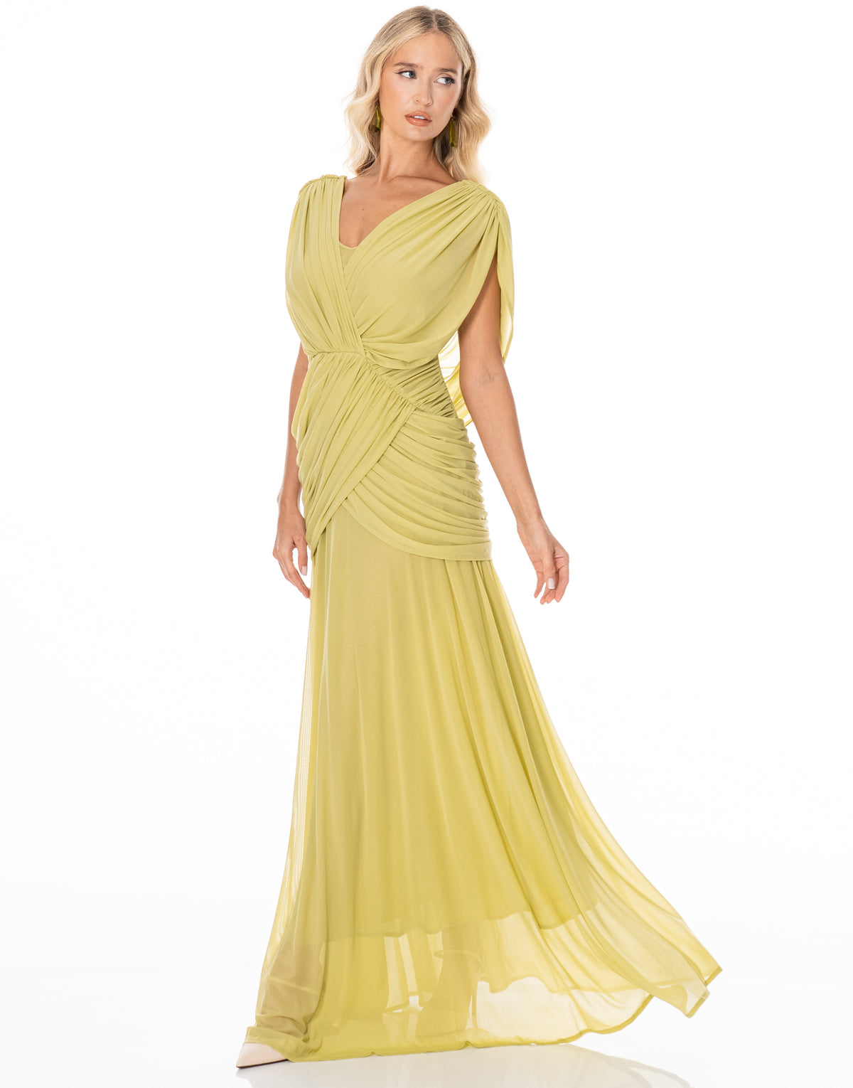 Draped Grecian Maxi Dress - Green