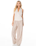 Sleeveless Surplice Halter Knit Top - White