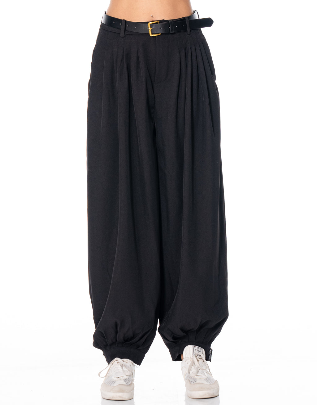 Belted Balloon Pants - Black