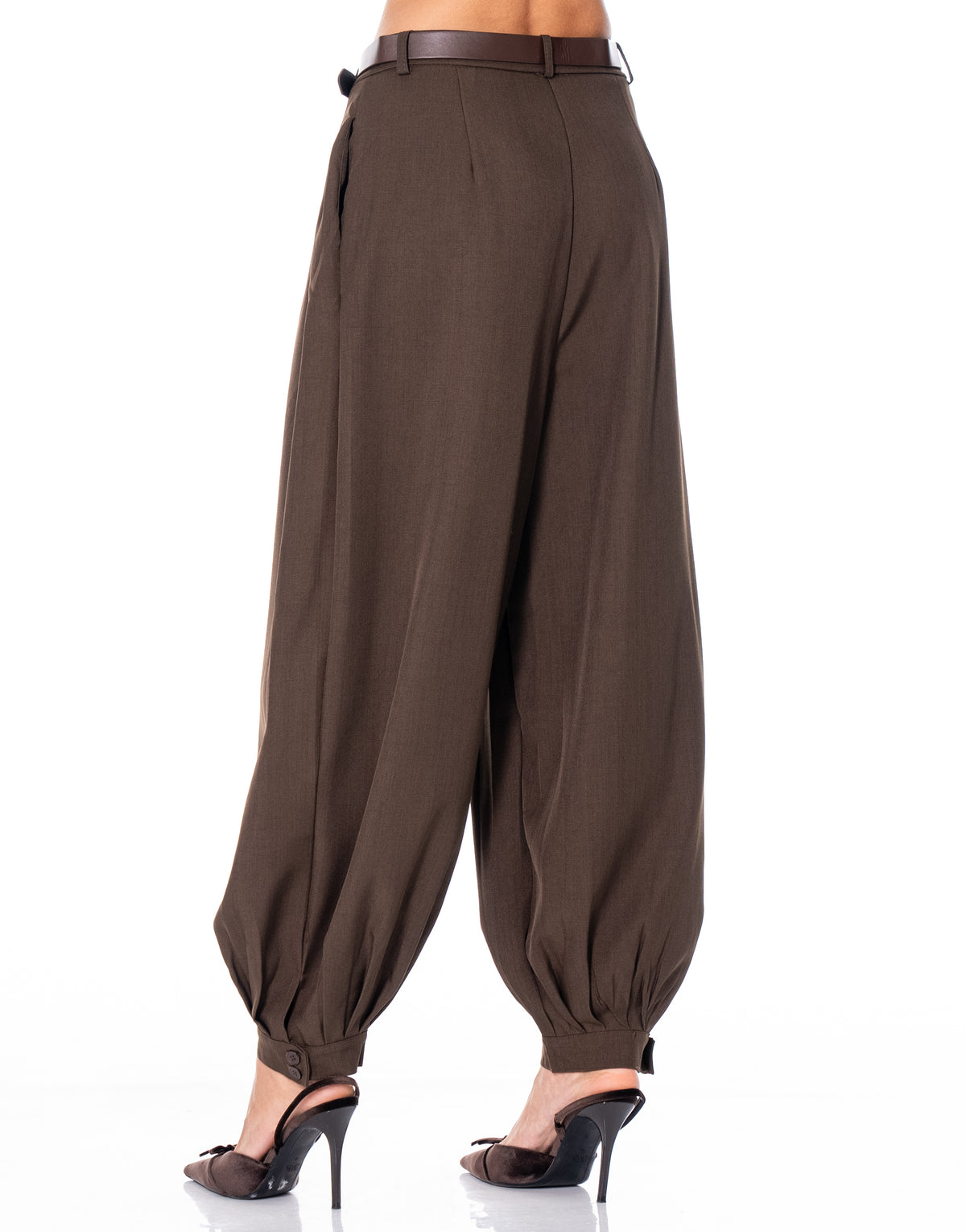 Belted Balloon Pants - Coffee
