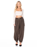Belted Balloon Pants - Coffee