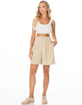 Pleated Bermuda Shorts - Coffee