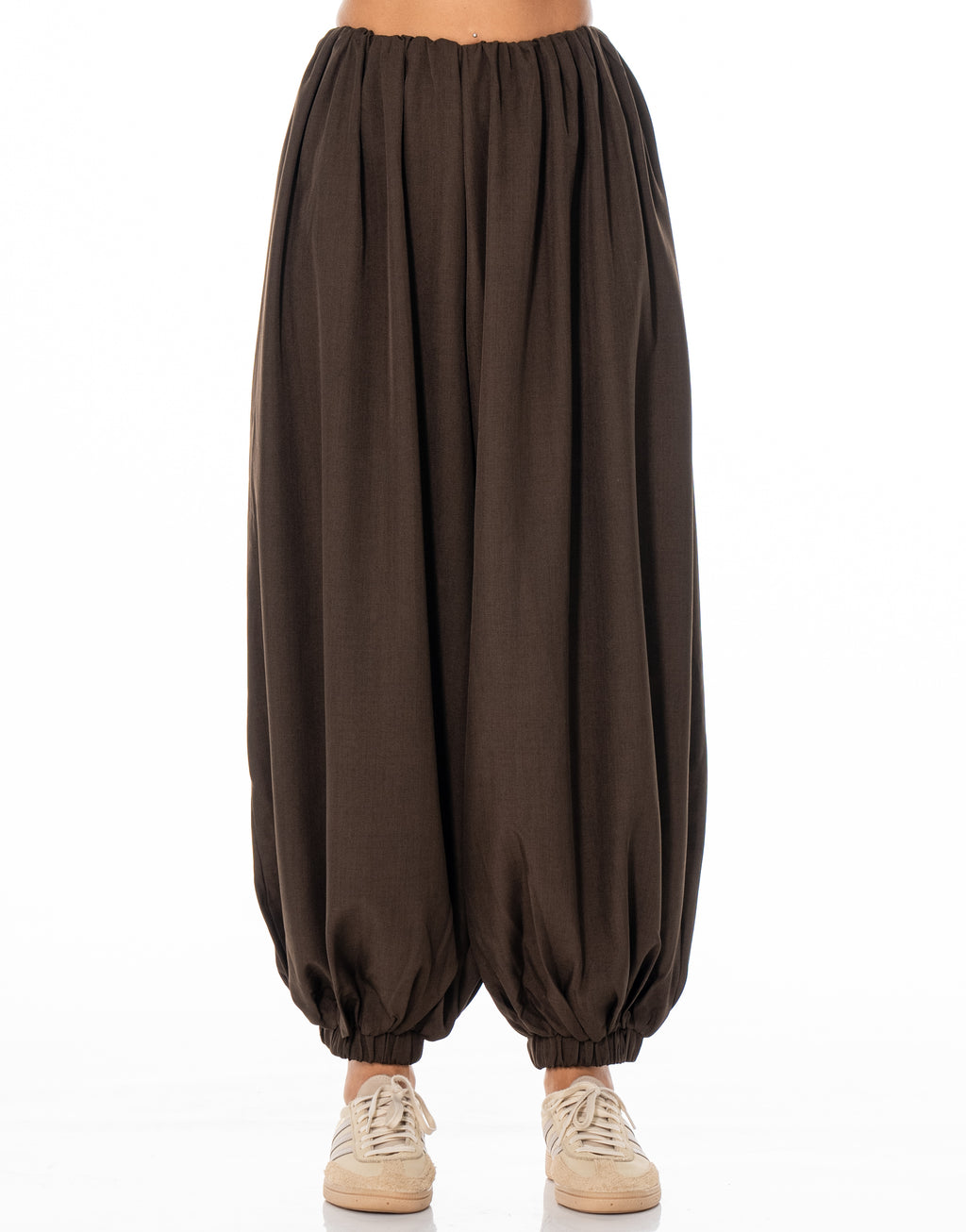 Gathered Balloon Pants - Coffee