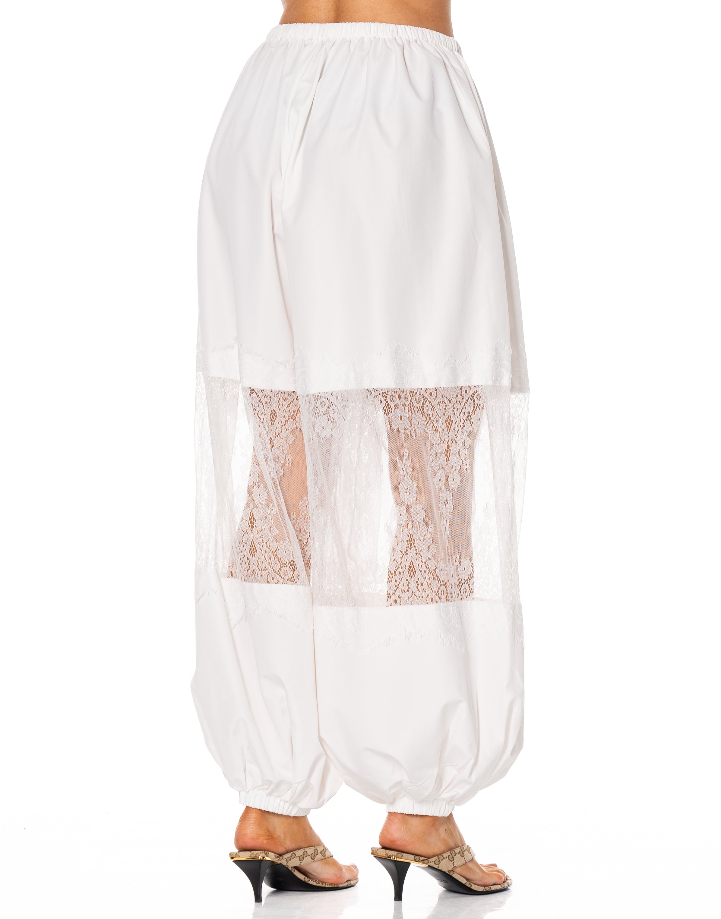 Lace Balloon Pant - White
