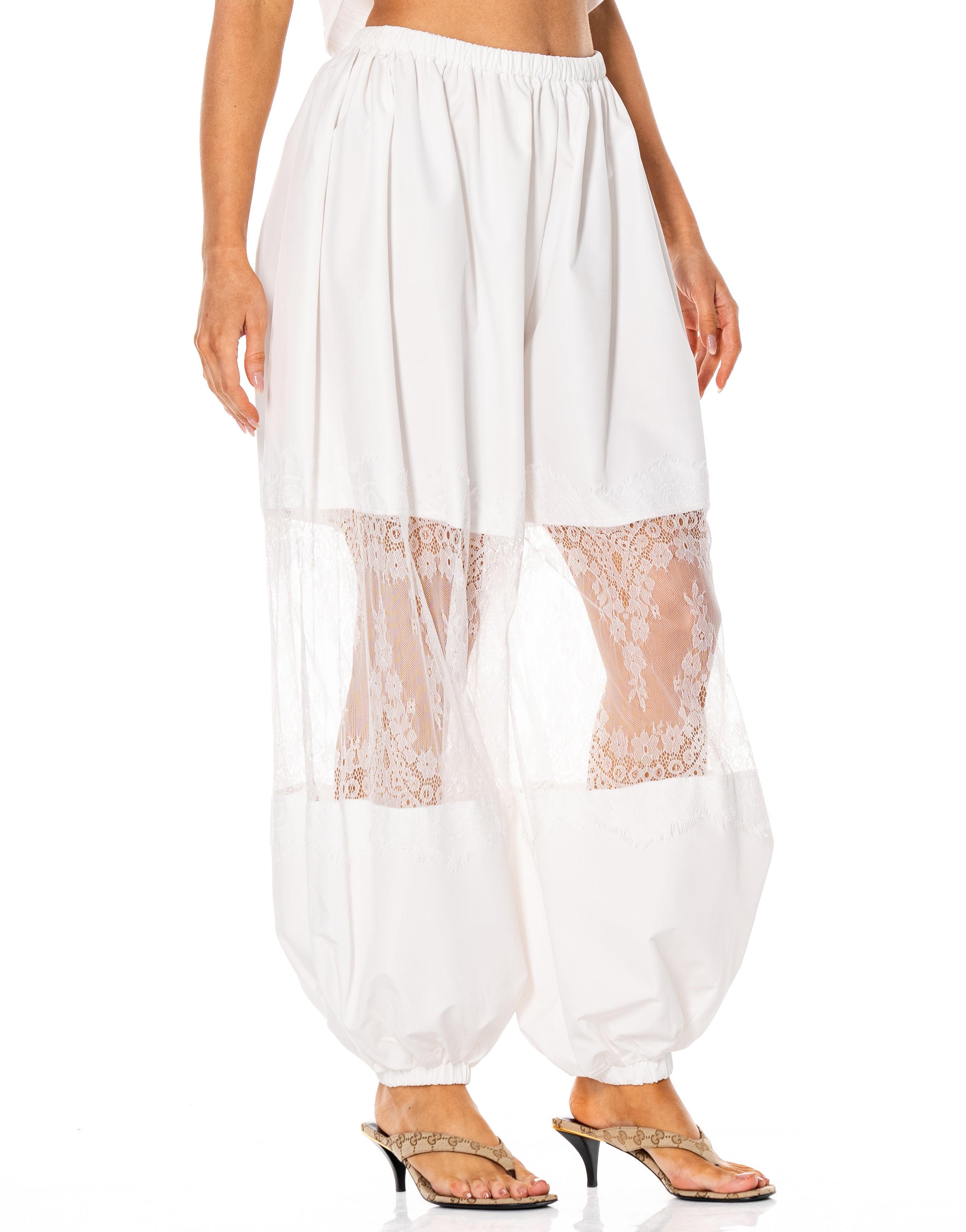 Lace Balloon Pant - White