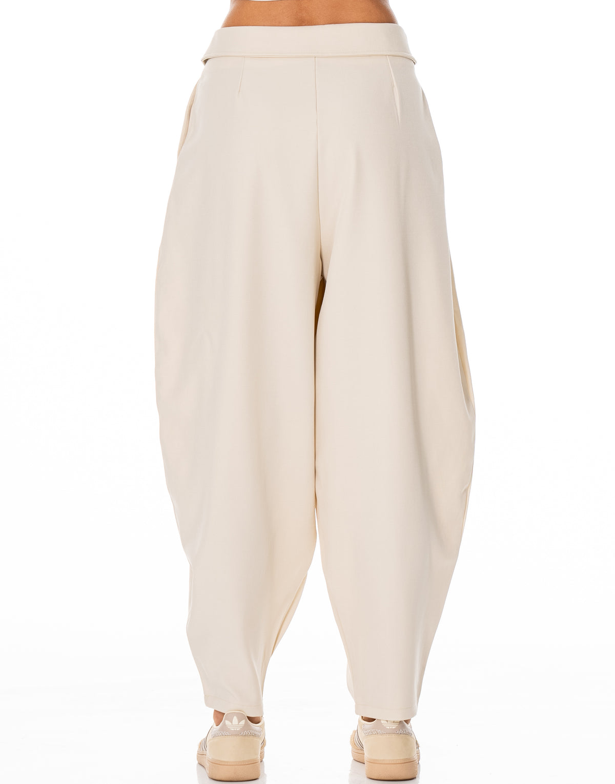 Fold Over Zip Tapered Pants - Apricot