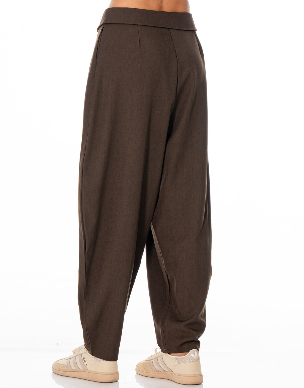 Fold Over Zip Tapered Pants - Coffee