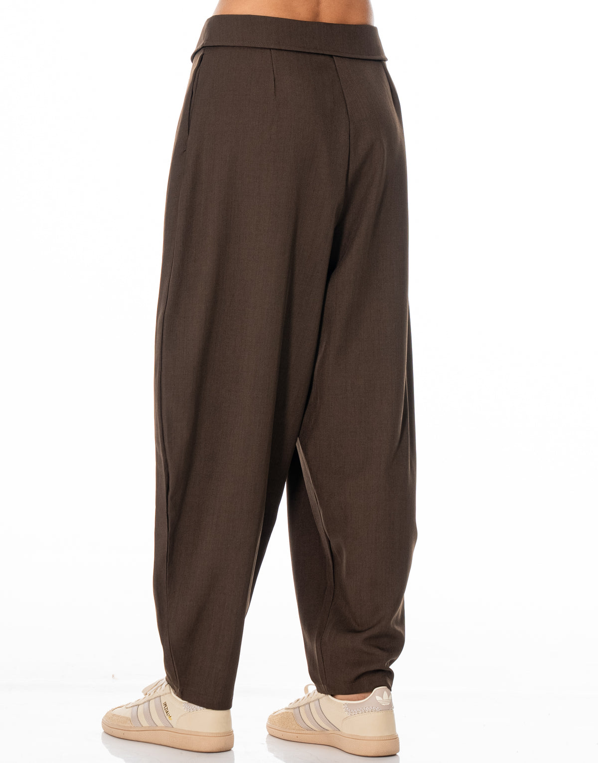 Fold Over Zip Tapered Pants - Coffee