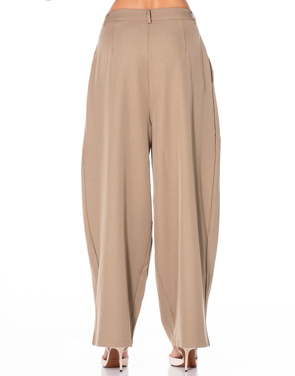 Pleated Wide Leg Trousers - Khaki