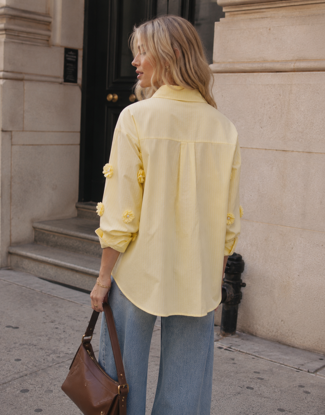 Yellow Embellished Button-Down Shirt - Yellow