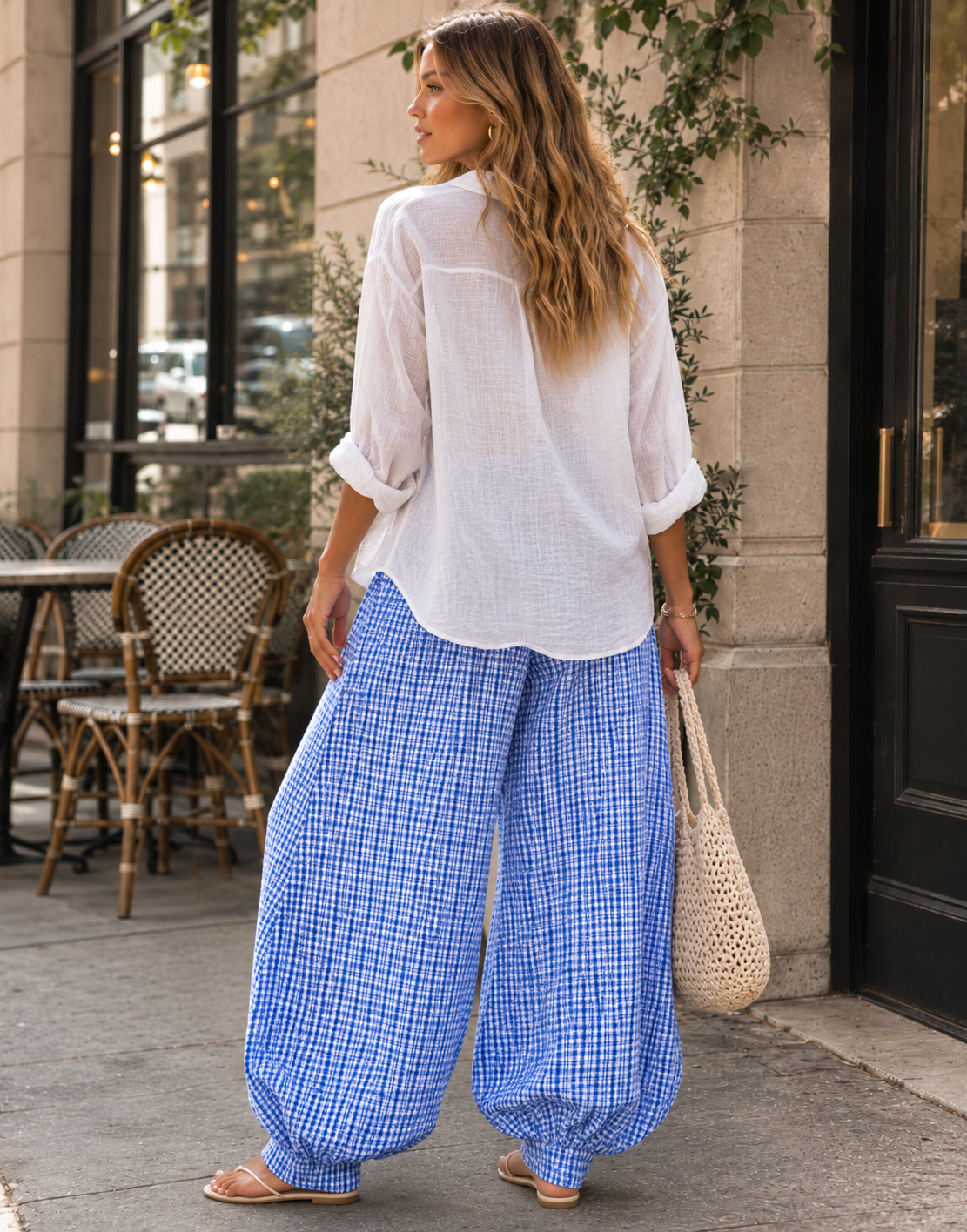Pleated Wide-Leg Pant - Blue