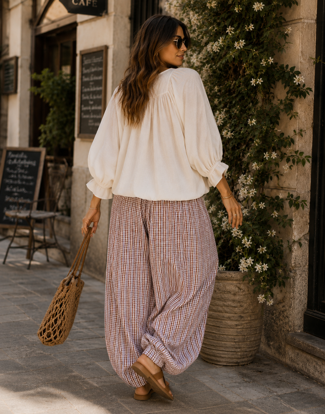 Pleated Wide-Leg Pant - Brown