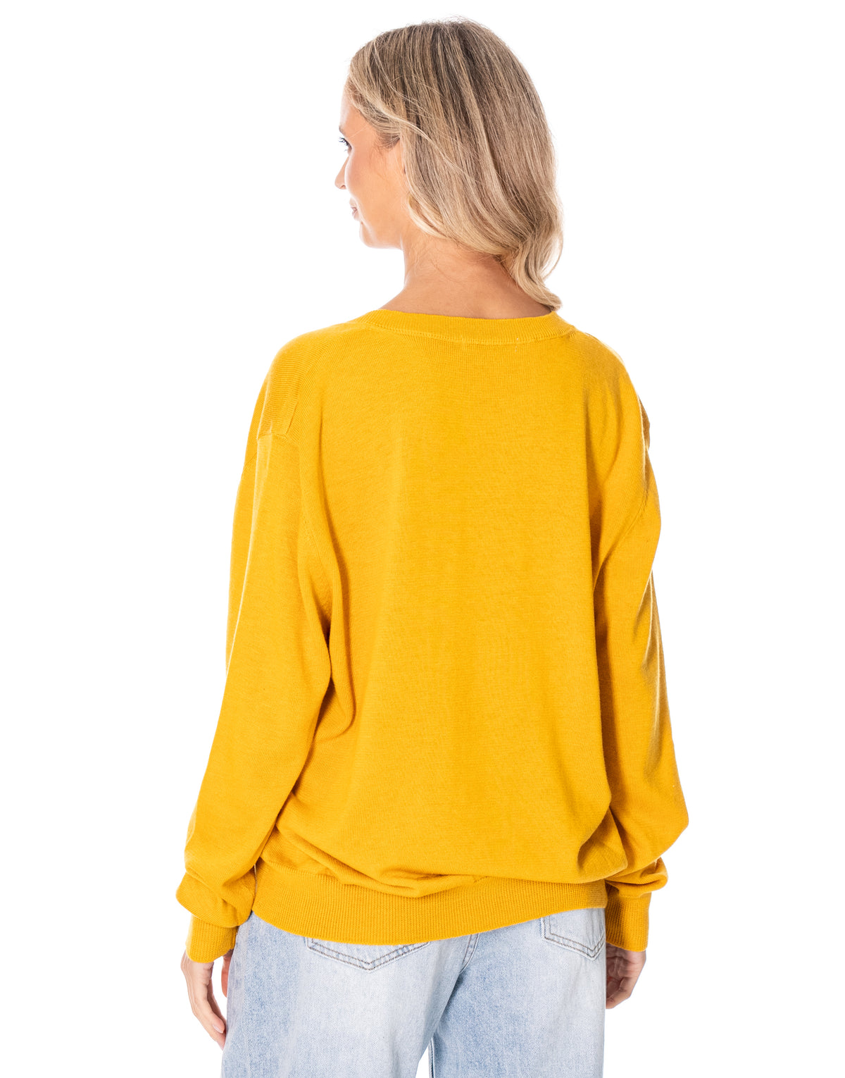 V Neck Fine Knit Sweater - Apricot