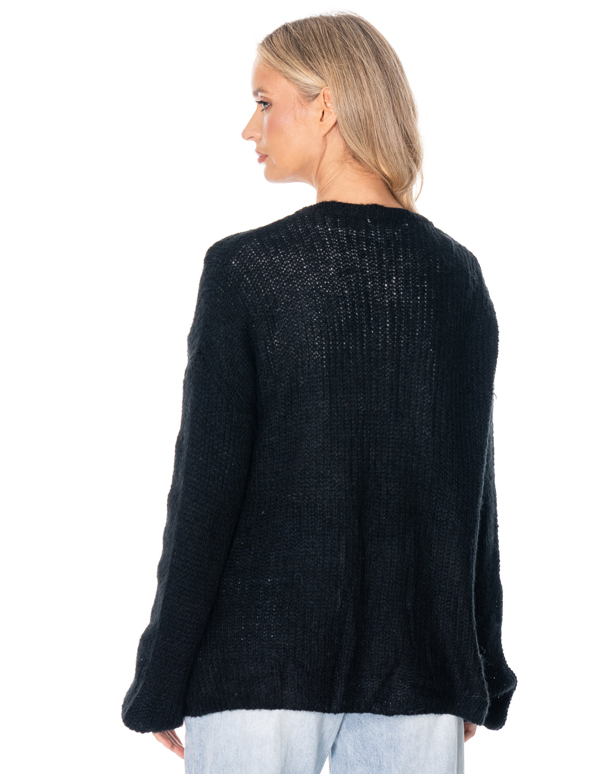 Open Front Knit Cardigan - Black