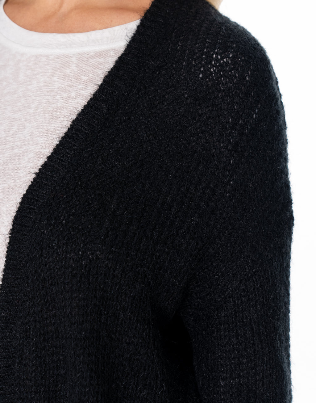 Open Front Knit Cardigan - Black