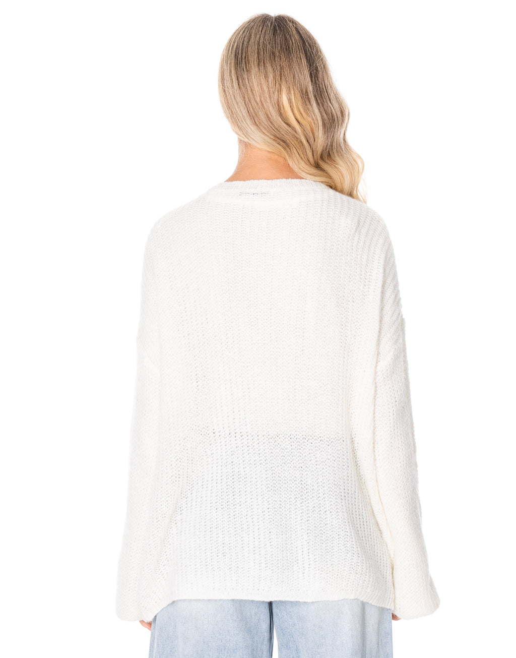 Open Front Knit Cardigan - White