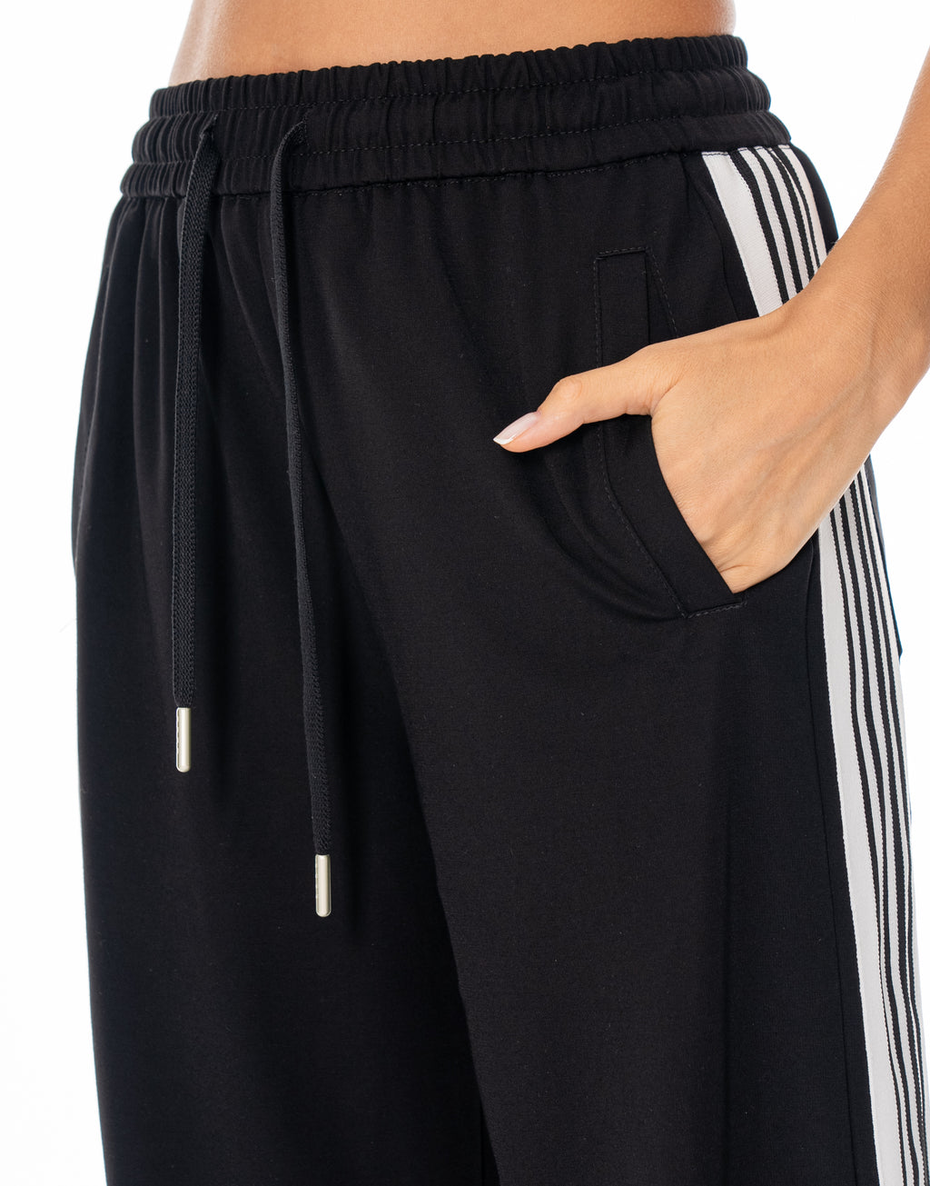 Side Stripe Track Pants - Black