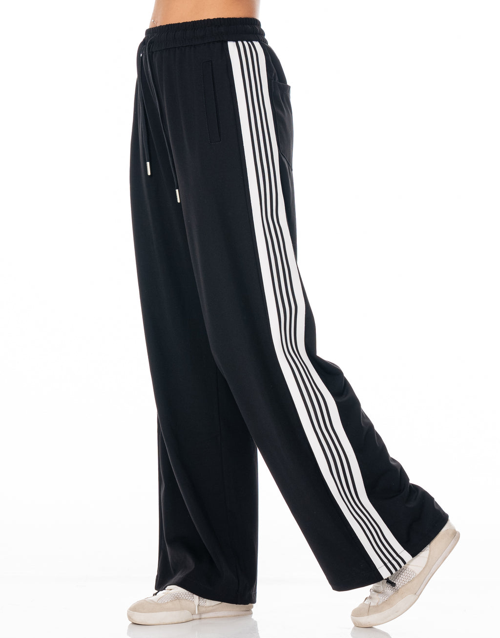 Side Stripe Track Pants - Black