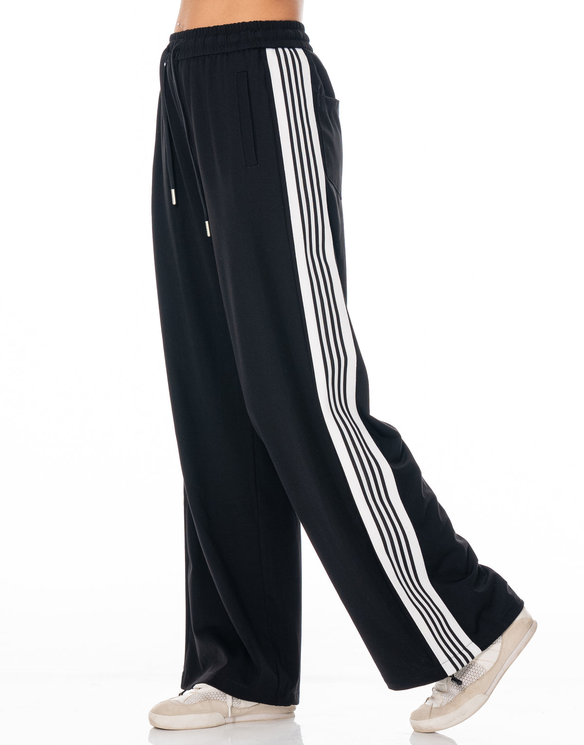 Side Stripe Track Pants - Black