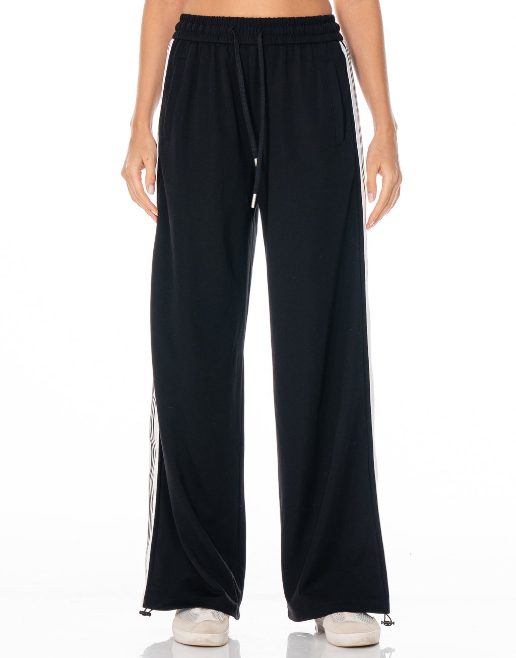 Side Stripe Track Pants - Black
