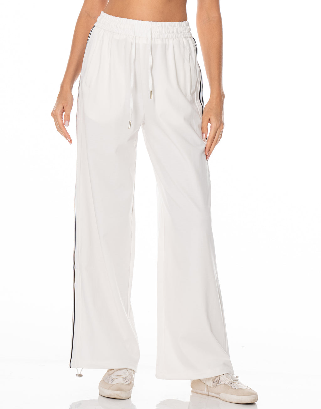 Side Stripe Track Pants - White