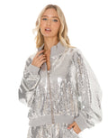 Sequin Bomber Jacket - Silver