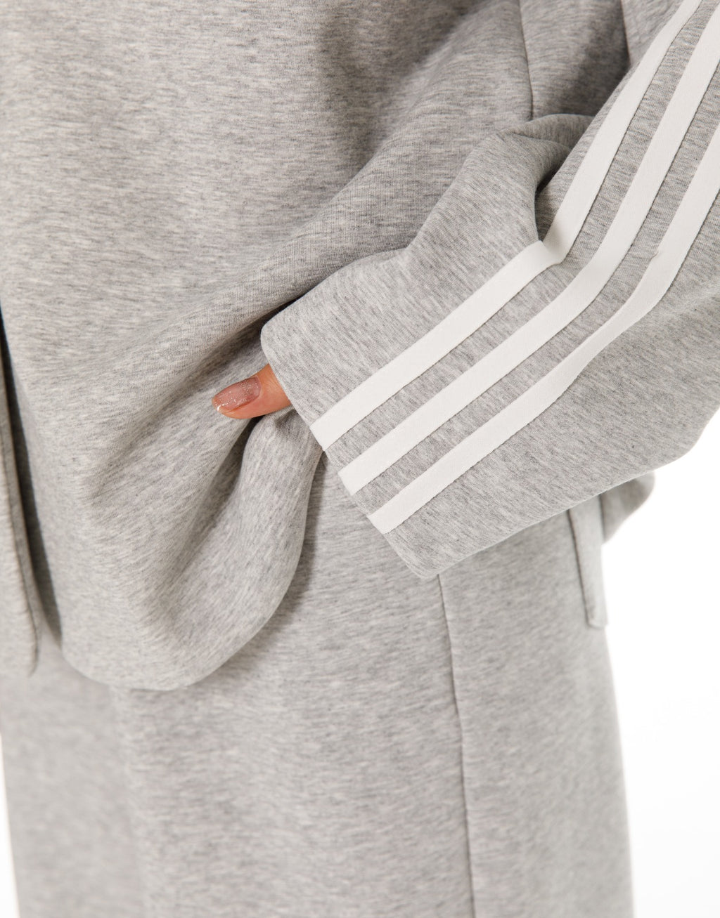 Side Stripe Blazer and Wide Leg Pants Set - Grey