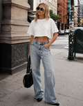Diamond Studded Cropped Tee - White