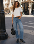 Cropped Studded T Shirt - White