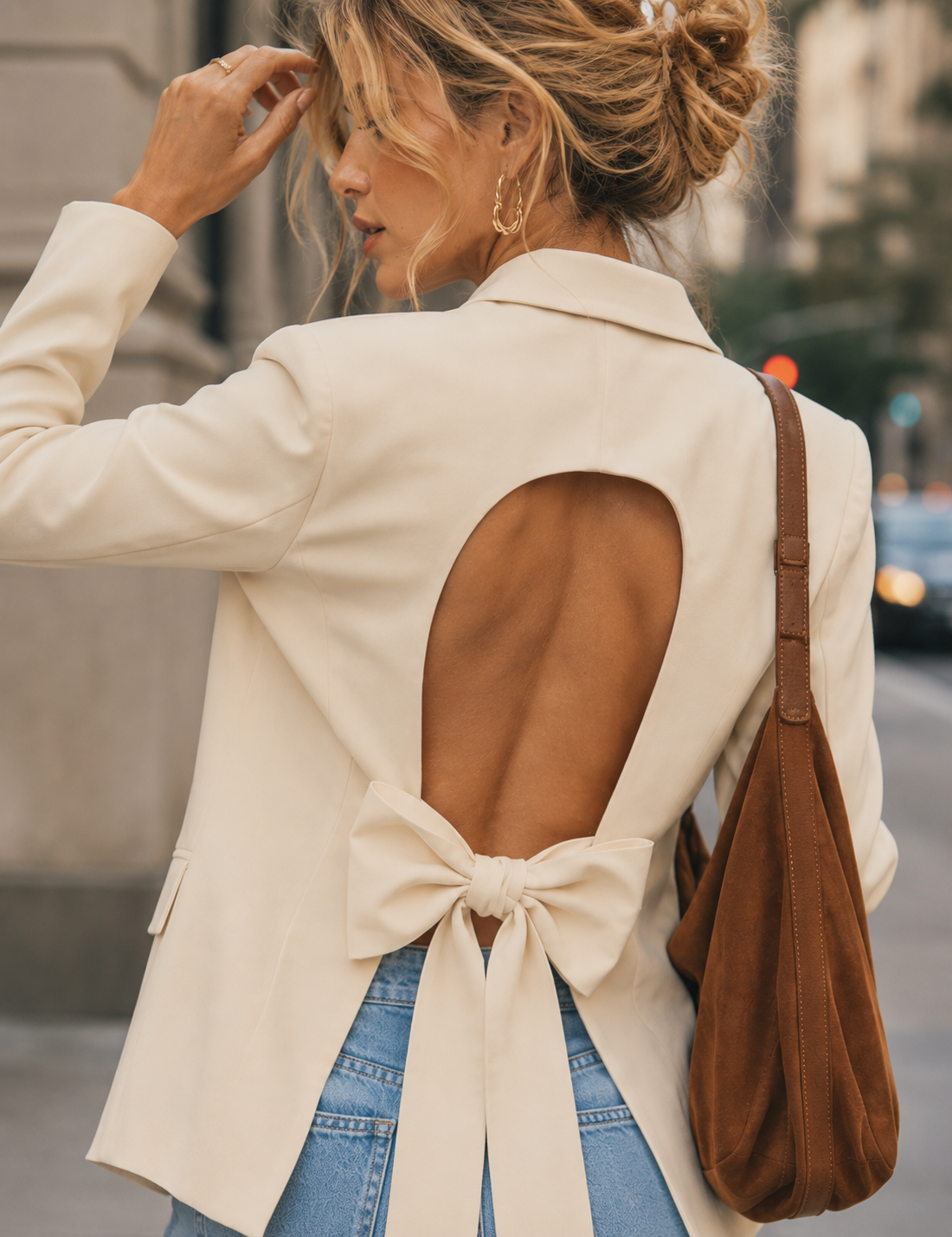 Cream Tailored Blazer - Yellow