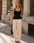Gold Detail Peplum Tank - Black