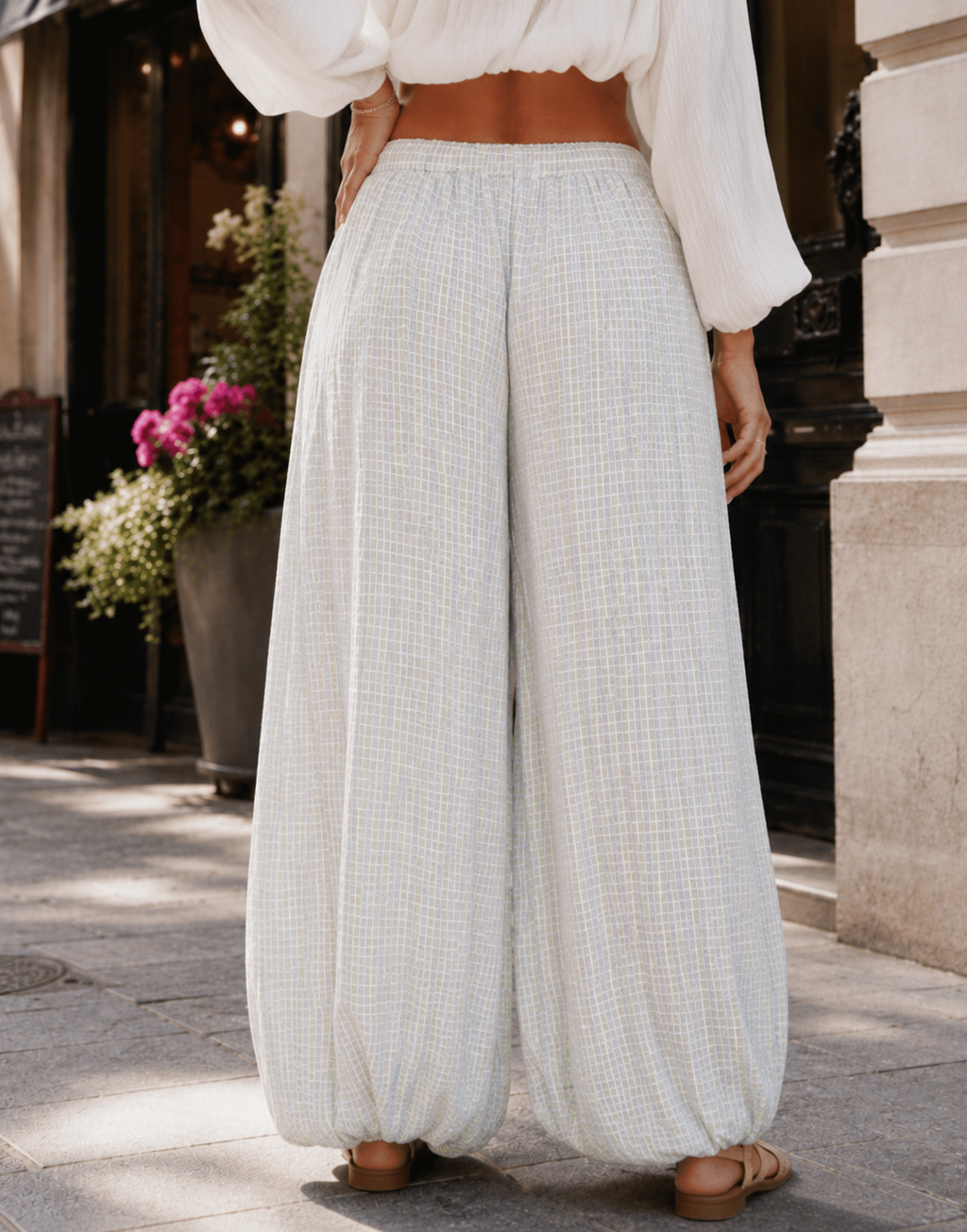 Pleated Wide-Leg Pant - Green