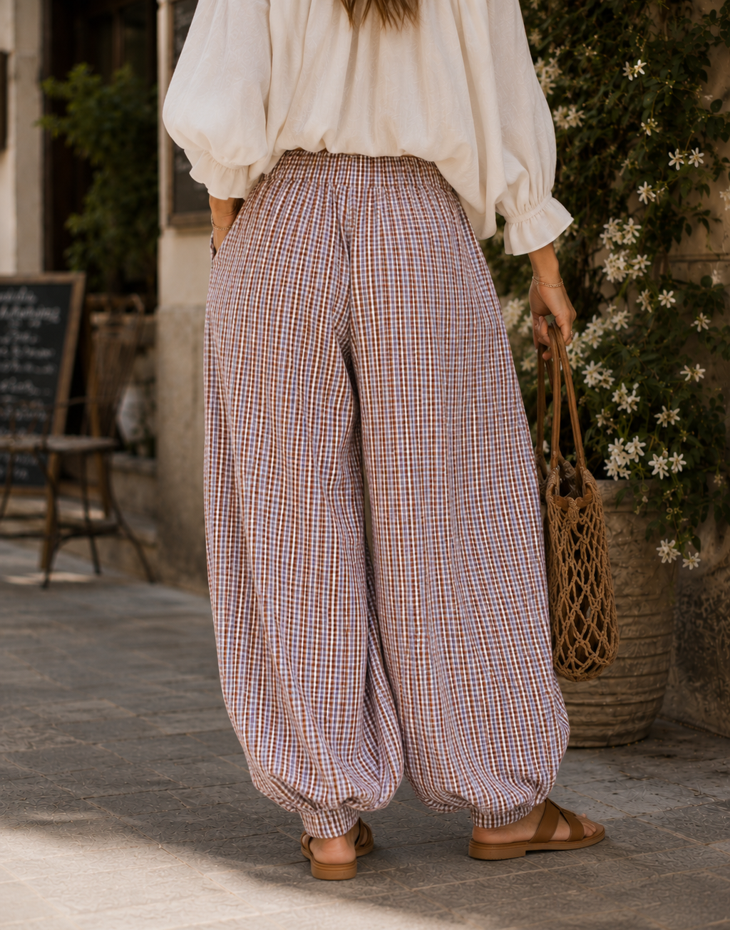 Pleated Wide-Leg Pant - Brown