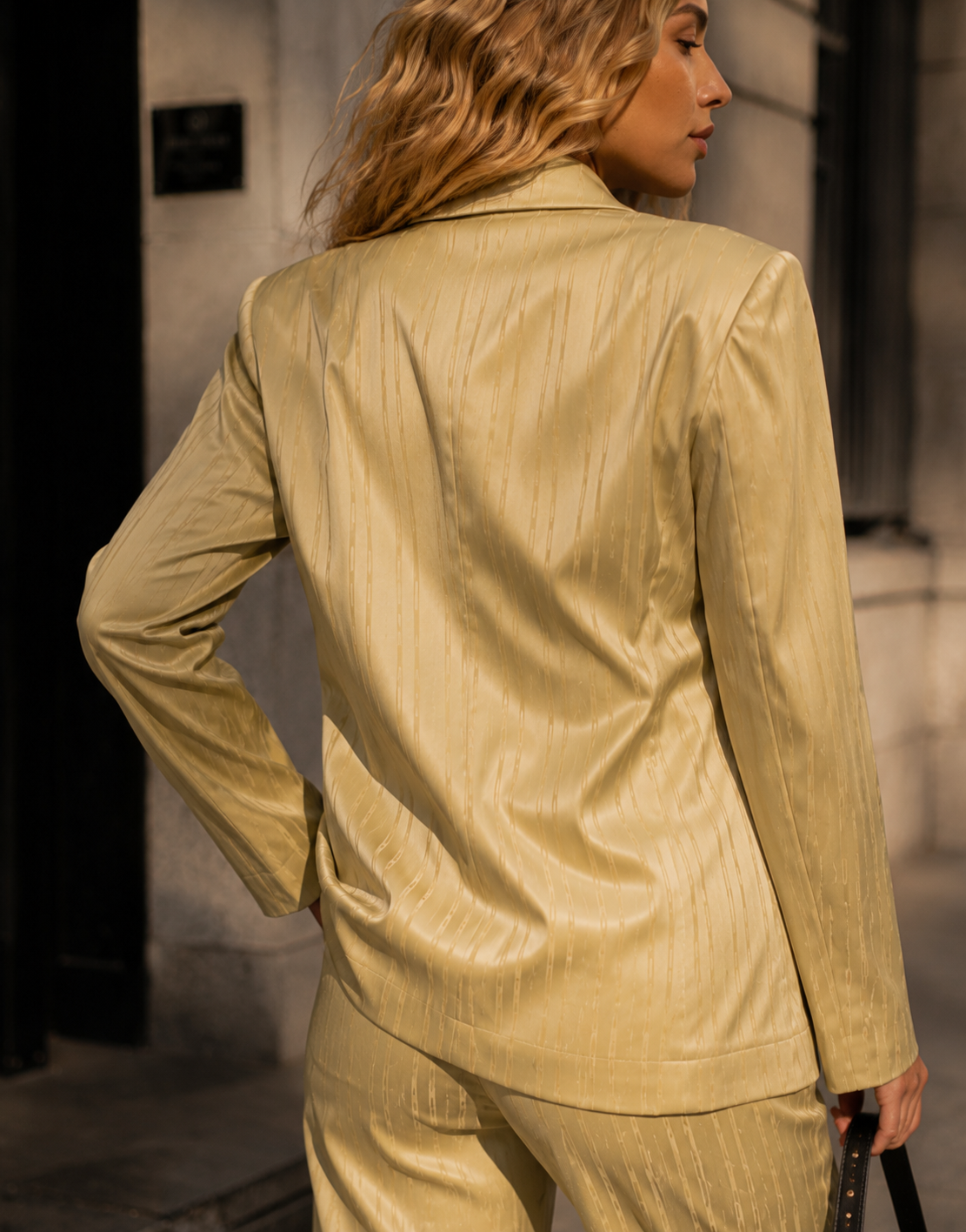 Satin Blazer and Trouser Set - Green
